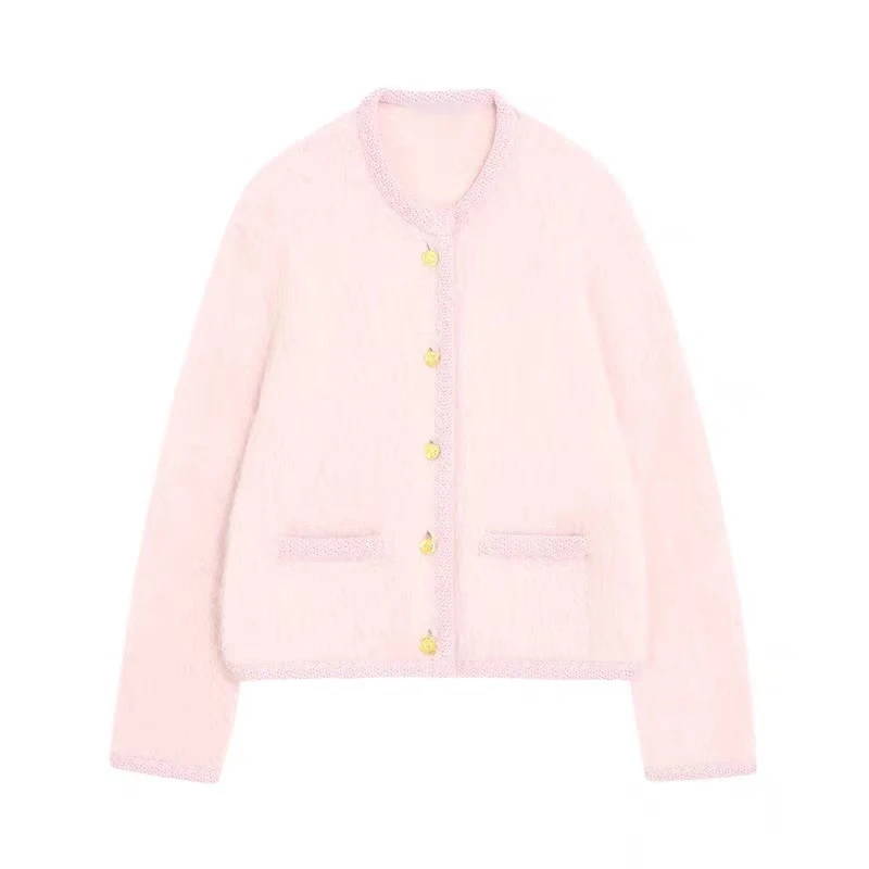 Manteau en laine rose vif