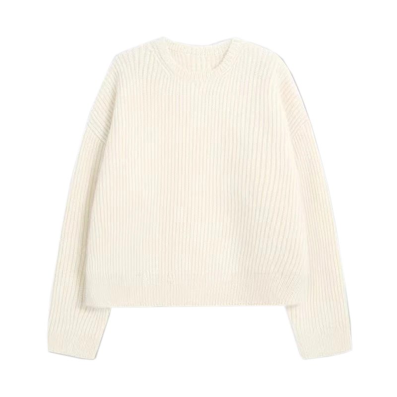 Pull en laine côtelée extra fine de créateur pour femme