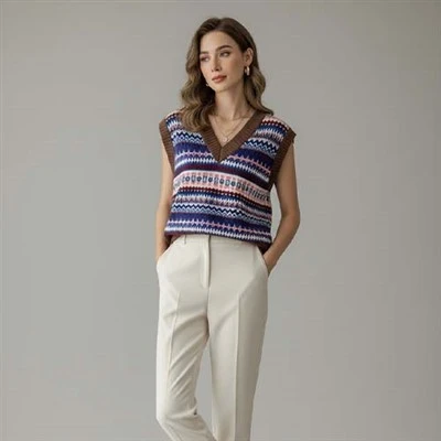 Gilet en laine tricotée pour femme