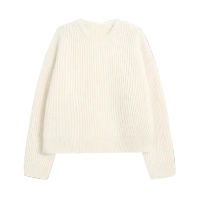 Pull en laine côtelée extra fine de créateur pour femme