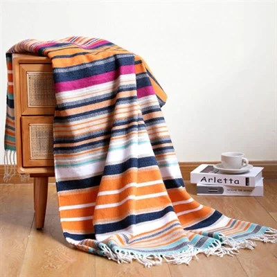 Couverture rayée multicolore