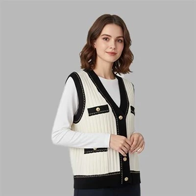 Gilet en laine à col en V